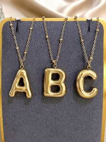 精致字母项链，女士字母吊坠，不锈钢链条，颈链，日常派对饰品，圣诞礼物 - 彩色 - 查看 11