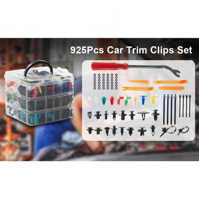 925-Piece Auto Trim & Fastener Kit,5 Removal Tools, 26 Sizes Universal Car Clips For Door Panel//Mudguard/Splash Guard, Durable Nylon Fixing Set