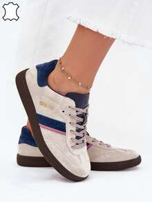 Zapatillas bajas de ante para mujer Big Star SS274680 HI-POLY SYSTEM de cuero natural transpirable, color verde gris - Gris - Ver 1