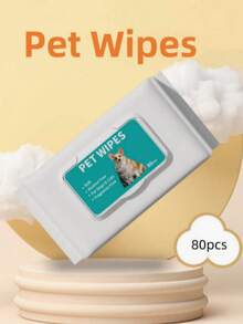 80pcs/Pack Non-Woven Pet Cleaning Wet Wipes, Outdoor Pet Supplies, Universal EDI Pure Water Alcohol-Free Wet Wipes, Disposable Wet Wipes - White - View 9
