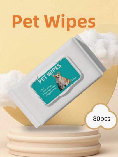80pcs/Pack Non-Woven Pet Cleaning Wet Wipes, Outdoor Pet Supplies, Universal EDI Pure Water Alcohol-Free Wet Wipes, Disposable Wet Wipes