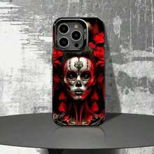 Funda de Teléfono de Chica Calavera Catrina Mexicana para 17,16,15,14,13,12,11,Pro,Max,Plus,E Cubierta Negra Mate a Prueba de Golpes - Z1 - Ver 7