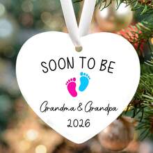 Futurs grands-parents en 2026, la plaque acrylique en porcelaine blanche est utilisée pour créer des ornements de bébé, des cadeaux de félicitations pour la grossesse et des cadeaux pour les membres de la famille. L'ornement de Noël pour bébé en porcelaine blanche acrylique. Noël approche, à bientôt en 2026. C'est le meilleur cadeau pour le couple qui s'apprête à devenir grands-parents. - Jaune citron - Voir 8