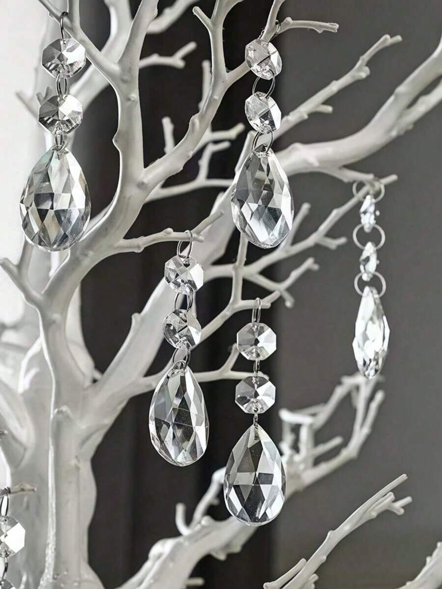 玻璃水晶泪滴棱镜 - 38mm 透明雕刻珠，天使泪滴水晶吊坠，可用于DIY珠宝制作、树枝吊灯配件、花环窗帘条、闪亮阳光捕捉器，适用于室内外装饰，如房间、厨房、花园、庭院、生日、圣诞节、节日装饰、婚礼派对悬挂装饰。