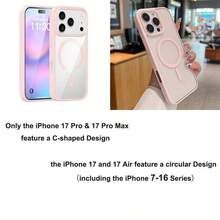 Hadaasi 1pc Pink Transparent Magnetic Protective Phone Case, Compatible With IPhone 17 Pro Max, 16, 15, 14, 13, 12, 11 Pro, Plus, Max, Mini, 16e, 7P, X, XR, XsMax, Shock-Proof