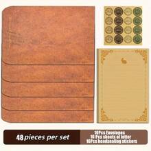 72pcs Elegant Vintage Stationery Envelope Set: 40 Sheets Of Letterhead, 16 Card Envelopes, And 16 Round Seal Stickers With Classic Design, Perfect For Valentine's Day,New Year's Invitation Letter,Wedding Party Holiday Celebration Invitations To Lover,Family, Colleagues, And Friends - Multicolor - View 3