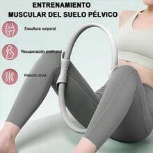 Kit de Pilates en Casa 3 PCS - Incluir Aro de Pilates 3D Antideslizante, Bandas de Resistencia Elastica y Cuerda Yoga 8 Formas, para Fortalece Msculos Centrales y Suelo Pelvico - GRIS - Ver 5