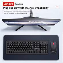 Lenovo KM101 Keyboard And Mouse Combo: Wired Mouse, Ergonomic Flat Keycaps, Silkscreened Characters That Won't Wear Off Over Time, USB Plug And Play, Suitable For Students, Offices, And Home Use. - Black - View 2
