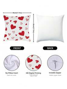 1/2/4 pièces Housses de coussin de la Saint-Valentin - Motifs minimalistes en forme de cœur rouge et blanc, décorations pour mariage, anniversaire, fête. Étui de coussin décoratif pour chambre, canapé, mariage. Design contemporain, décoration romantique, fermeture à glissière, 45x45cm - Rose bonbon - Voir 6