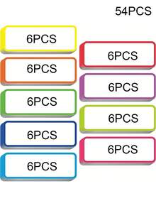 9/27/54pcs Magnetic Dry Erase Labels,Colorful Name Tags,Flexible Reusable Magnetic Label Stickers,Blank Writable Erasable Cards,For White Board, Refrigerator, Locker,Home, Office, Garage,Shelf,Bus - Multicolor - View 13