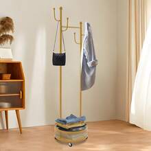 Metall Garderobenständer, Freistehend Kleiderständer, Jackenständer mit 6 Haken, 45 x 170 cm, für Schlafzimmer, Büro - Gold - Übersicht 5