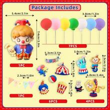 DCircus Clown Birthday Cake Decoration Set 20 Pieces Including PVC Clown Figurine With Bunny "HAPPY" Mini Cake Banner Circus Elements And Colorful Clay Balloons For Party Decorations - Ymx053 - Xem 4