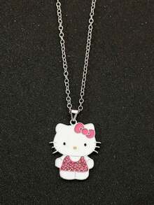 1pc Hello Kitty Clavicle Chain Pendant, Y2K Style Gift For Women - Suitable For Teenagers And Best Friends, Cute Cartoon Graduation Memento Gift With Heart-Shaped Pendant