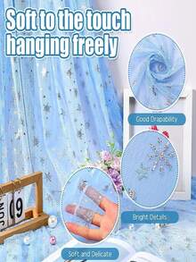 1pc Silver Snowflake Printed Tulle Fabric For DIY Bow, Doll, Party Decoration