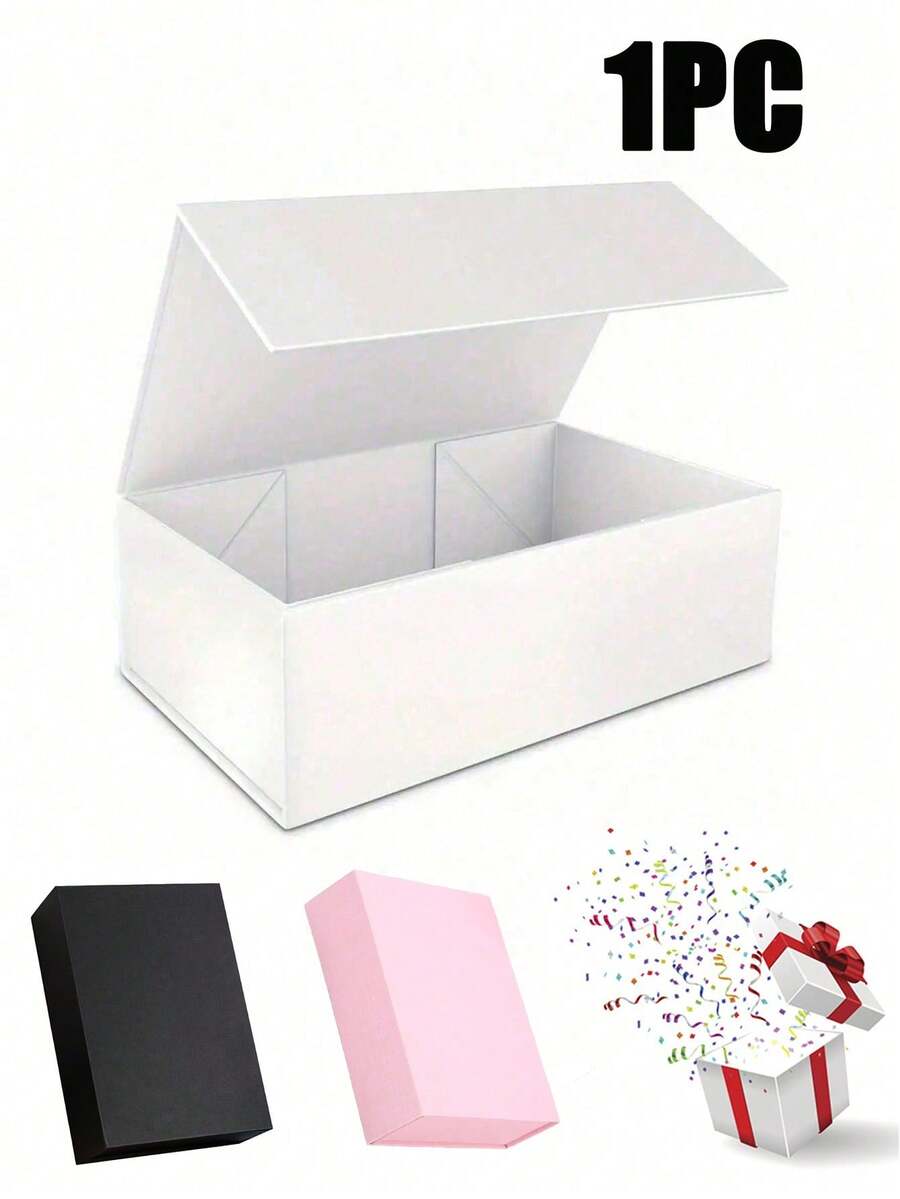 1pc Pink Gift Box, Magnetic Gift Boxes, Magnetic Closure Rectangular Collapsible Gift Box With Lid, Magnetic Gift Box For Proposals, Weddings, Bachelorette Parties, Christmas, Halloween, Birthday Gift Wrapping - Multicolor - View 1