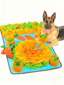 Tapis de recherche pour animaux de compagnie en forme de rectangle avec des bandes de tissu en forme de fleurs. Jouet interactif stimulant l'intelligence pour lapins et hamsters. Conception de stimulation mentale amusante et unique pour renifler - Bleu ciel - Voir 16