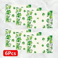1件/4件/6件装亚麻餐垫，三叶草印花，家居装饰，适合作为圣帕特里克节礼物、装饰品、餐桌装饰，四季皆宜，现代可水洗桌面垫，房间装饰，杯垫，厨房装饰，室内/室外派对装饰，家居装饰，理想礼物 - 彩色 - 查看 22