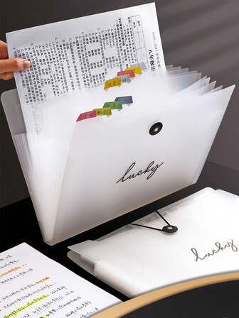 1个磨砂白欧根纱袋，5层/8层/12层可选，防水PP材质，适合装试卷、复习资料和办公文件！