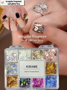 KIRAME 12色高品質不對稱壓克力亮片，適用於DIY美甲、美甲沙龍美甲、美甲用品、居家美甲、美甲、沙龍、美甲用品、夏季與旅行美甲、聖誕美甲，是節日禮物的理想選擇 - 彩色 - 查看 8
