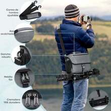 Mochila para Camara Fotografica Profesiones Mochila Fotografia con Divisores Desmontables y Cubierta de lluvia Impermeable Antirrobo Estuche Bolsa Camara Compatible con Canon Nikon  ()(Gris) - Multicolor - Ver 7