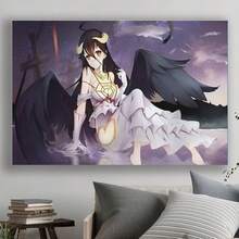 Framed Japanese Anime Poster Overlord Albedo Poster Canvas Wall Art Posters For Room Aesthetic And Decor Poster For Bedroom Living Room Office Decor  New Year Thanksgiving Day, Christmas, Easter For Living Room, Bedroom, Kitchen,Restroom Decoration - Framed(框架) - 查看 1