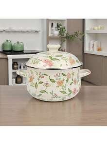 1pc Enamel Ceramic Pot, Dual Ear Soup Pot, Stew Pot With Lid, Non-Stick Pot, Suitable For Gas & Induction Cooktop, Thickened Enamel Ceramic Soup Pot, Dual Ear Enamel Ceramic Pot, Household Pot, Pot For Cooking, Frying Pan, Noodle Pot - Multi-colored Enamel Soup Pot - View 12