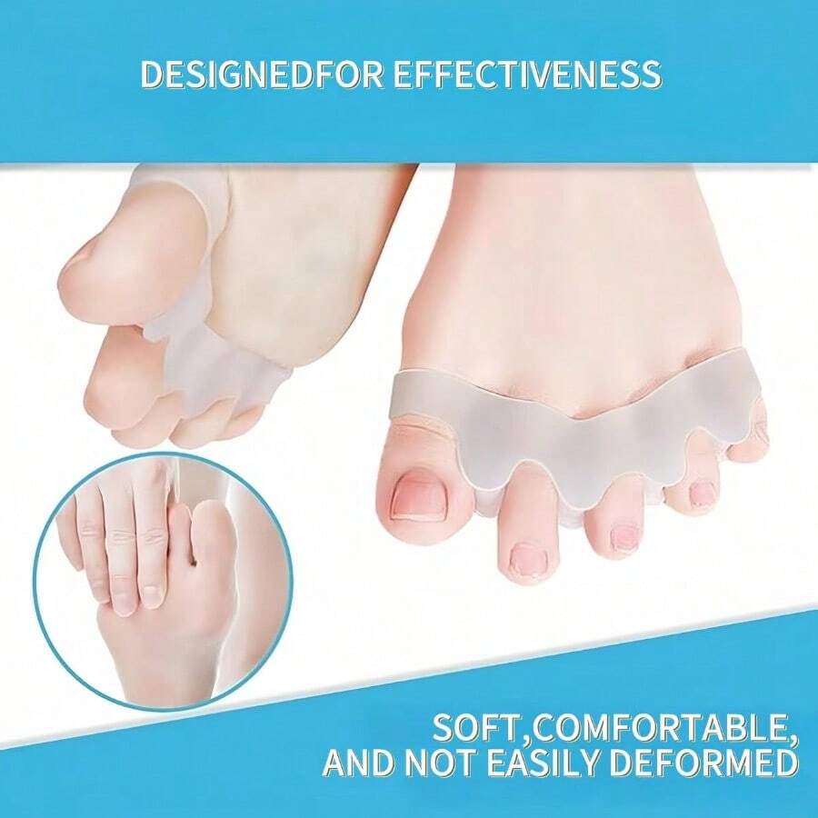 2-Pack Toe Straightener Gel Spacers - Formaldehyde & Latex Free, Waterproof Foot Pain Relief Tool, Corrects Bunion/Plantar Fasciitis For Comfortable Mobility (White) - White - View 1
