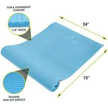 ProsourceFit - Alfombrilla de ejercicio de yoga original de 1.4 pulgadas (6 mm) de grosor para mayor comodidad y estabilidad con correas de transporte, antideslizante, varios colores(Aqua) - Multicolor - Ver 3