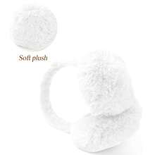 1PC Black & White Foldable Fluffy Warmers Headband, Fluffy Warm Ear Muffs For Men And Women - 白色 - 查看 1