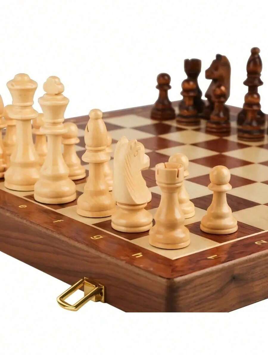 高级磁性折叠国际象棋棋盘套装(优质塑料材质,仿木纹,非实木)| 便携旅行 | 棋子不易丢失,易于收纳 | 适合家人朋友、国际象棋爱好者和游戏玩家 | 圣诞节、万圣节、感恩节礼物,也适合搭配跳棋、旅行国际象棋、家庭游戏之夜等场合。设计紧凑,方便携带,棋子品质优良,易于收纳,棋盘游戏,磁性国际象棋,适合朋友聚会、策略游戏玩家。 - 銅色 - 查看 1
