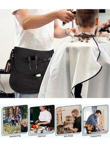 Multifunctional Apron Storage Waist Bag With Adjustable Strap,Beauty And Hair Styling Tool Storage Bag,Barber Work Apron Tools Storage Bag, Waist Apron Hairstylist Accessories Bag, Makeup Artist Waist Pack, Multi-Pocket Tool Waist Bag,Suitable For Barber Shop, Beauty Salon, Lawn Care, Manicure, Makeup, Gardening, Home Cleaning, Restaurant Waiter And More - Work Apron,Travel Holiday Essentials, Easyclean Material, Cosmetology Professionals ,Travel Essential Bag - Black - View 7