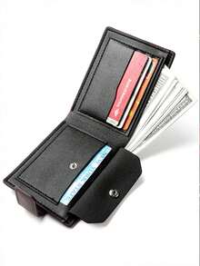 Fashionable Faux Leather Wallet - Compact Zipper Card Holder With Coin Pouch, Snap Closure Card Case, "Don't Touch My Wallet" Design, Ideal For Daily Use - one-size - View 5