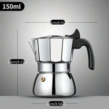 304 Stainless Steel Italian Espresso Machine, Camping Coffee Equipment, Vintage Coffee Pot, Outdoor Coffee Brewing Equipment - Silver - View 9