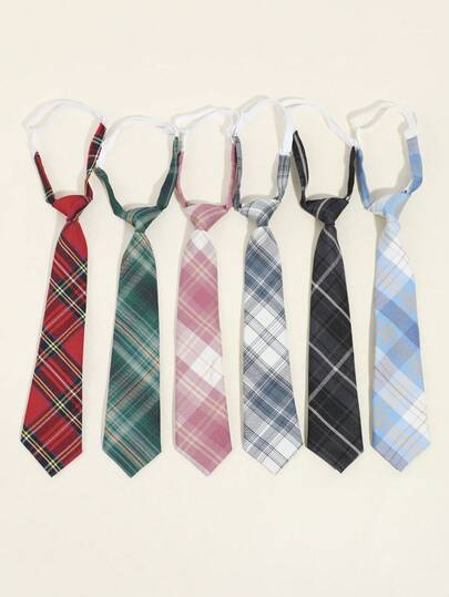 1pc Unisex Casual Versatile Striped Plaid Pattern Red/Green/Pink/Black/Blue Necktie, Suitable For School, Daily Wear, Street Matching