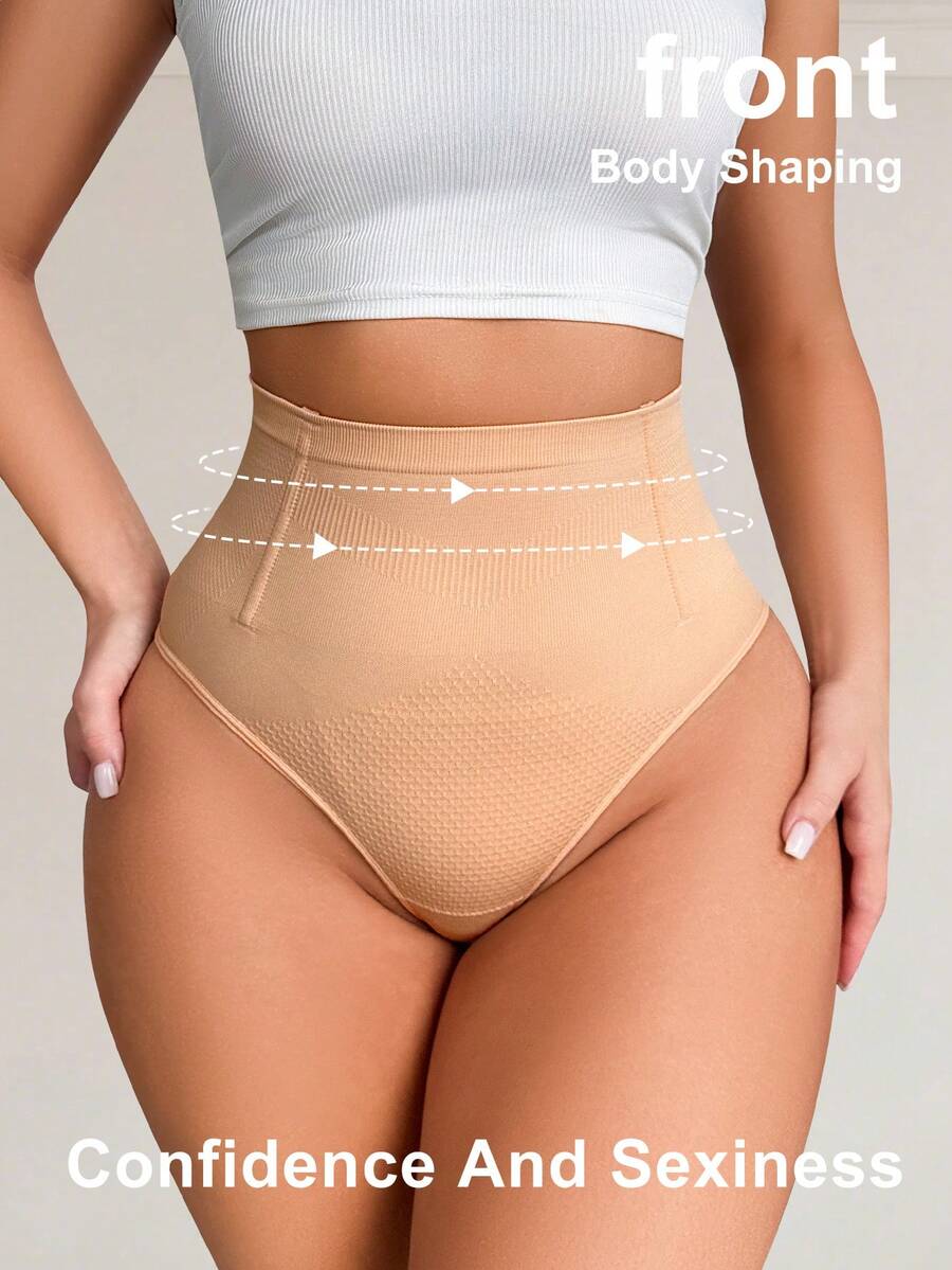 1 pièce Culotte taille haute galbante pour femme - 4 baleines en acier de soutien, cintrage de la taille, modelage, gaine de tous les jours - Nude - Voir 1