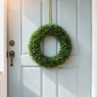 1pc Spring Fishbone, Pine Leaves Scenery Decor Wreath, Suitable For Valentine's Day, Easter, Wedding, Spring & Summer