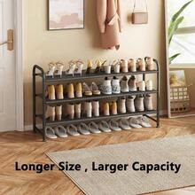 Shoe Rack 3 Tier Long Storage Organizer Wide Metal Shoe Shelf Closet Entryway Black - 3 Tier + Black - View 4
