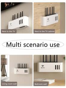 1pc WIFI Router Plastic Storage Box, Wall-Mounted No Drilling Required, Suitable For Wall Or Desktop - Multicolor - View 6