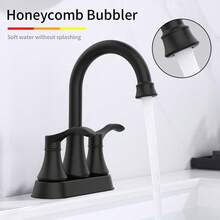 锌合金双鹰嘴浴室水龙头，双孔冷热水混合阀面盆水龙头，现代奢华风格，专用于浴室洗手盆 - 黑色 - 查看 1