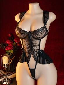 Sexy Lingerie, Hollow Out Bodysuits, Women's Bodysuits And Sexy Tight Jumpsuits - Black - View 1