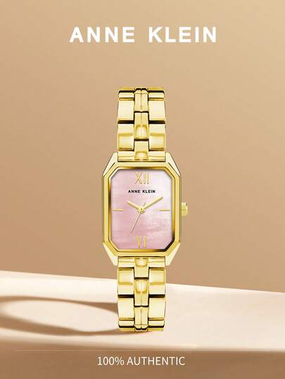 Anne Klein Women's Gold-Tone Quartz Watch With Blush Pink Mother-Of-Pearl Dial Adjustable Jewelry Clasp Bracelet Watch For Ladies Elegant Waterproof Watch,AK/3774BHGB