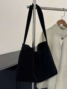 2025新款复古棕色大容量水桶包，可作单肩包、腋下包、斜挎包使用，商务女士休闲日常通勤包，时尚学生手提包，适合工作、购物和日常使用，波西米亚风格女包，完美适用于牛仔竞技等场合，复古女包，新款时尚大容量女包 - 黑色 - 查看 12