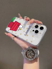 SNOOPY A Cartoon Anime  Transparent Hollow Phone Case Made Of Anti-Drop Tpu Material, Which Can Be Given As A Holiday Gift. It Is Suitable For Apple Phones, And The New Model Is Suitable For IPhone13/14/15/16/17Pro Max Phones - 彩色 - 查看 4