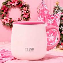 TYESO Festa do final de ano. 1 Peça 12OZ/355ML Novo Copo Térmico Aço Inoxidável, Garrafa Térmica, Xícara de Café de Parede Dupla a Vácuo de Alta Qualidade, Garrafa de Água Criativa Para Carro e Viagem, Festa do final de ano, Natal, Caneca de Viagem Com Leite e Café à Prova de Derramamento Caneca Térmica Com Tampa, Cozinha, Xícara de Café Para Bebidas Quentes e Frias,Xícara de Café da Manhã Para Casa, Adequado Para Casa, Escritório, Viagens Ao Ar Livre, Esportes e Pode Ser Usado Como Presente, Presentes de Natal, presentes para mulheres, presentes para homens, presentes para a mãe, presentes para o Amigo Secreto, canecas de Natal, canecas de inverno. - Rosa - Visão 7