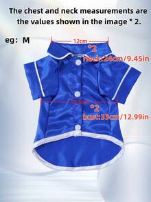 1 piesă de dormit pentru câini/pisici, cămașă cu design lucios din material textil, garnitură contrastantă, piesă de dormit elegantă și confortabilă pentru animale de companie mici - Albastru regal - Vizualizare 3