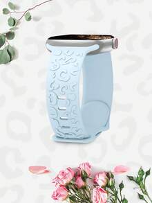 St.Siabe 1pc Unisex Fashion Carved Laser Embossed Paisley Pattern Monochrome Silicone Watch Band, Soft & Comfortable Waterproof Replacement Strap Compatible With Apple Watch Series SE/8/7/6/5/4/3/2/1 38mm 40mm 41mm 45mm 44mm 42mm 49mm - White - View 8