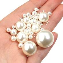 100pcs/Pack ABS Faux Pearl Beads, Hole-Less, For DIY Jewelry Making, Suitable For Bracelets, Necklaces, And Crafts - Pure White/pearl - View 7