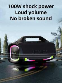 ZEALOTS79 100W 無線喇叭，具備 RGB 彩色燈光、支援 SD 卡/USB/AUX 介面，並可進行免持通話。適合戶外活動、舞會、家庭聚會及海灘派對 - 均碼 - 查看 6