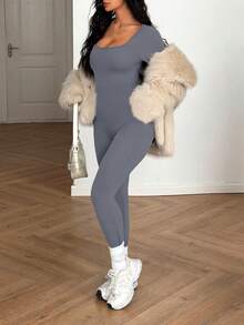 Combinaison pour femmes AiTyi, bien ajustée, décontractée pour tous les jours, froncée, dos nu, ajourée, confortable, , sexy, coupe slim, polyvalente pour les sports d'extérieur. Convient pour la remise des diplômes, la rentrée scolaire, Noël, le Nouvel An, tricot à manches longues pour l'automne/l'hiver