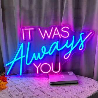 "Sweet & Cool Iridescent Style, Pink-Purple Gradient Neon Sign, Smooth Cursive Font Shape, Iridescent Glow Details, Ambient Decor Light Sign / Confession Decor, Suitable For BFF Gatherings / Birthday Parties / Bedroom Decor